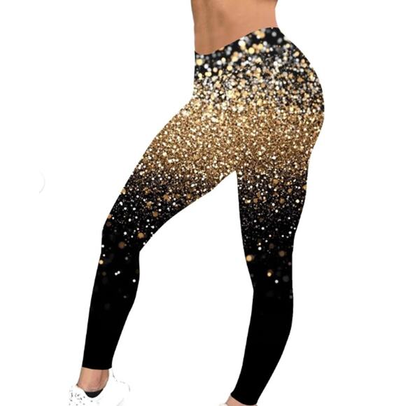 Oplxuo Size XXL Gradient Sequins Printed Leggings Sparkly Pants Ultra Soft - Picture 3 of 6